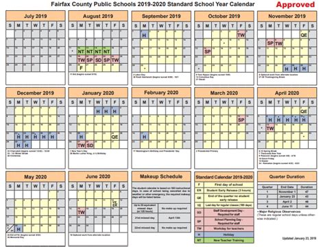Fairfax County Calendar 2019 20